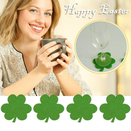 

YYNKM Easter Decorations 4PC Easter Irish Day St. Patrick s Day Pot Mat Place Mat Cup Mat Easter Decor on Clearance Gifts
