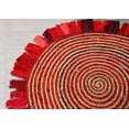 thumbnail image 3 of Indian Handwoven Braided Natural Jute with Multi Cotton Jute line Jhalar Round Rug, Bedroom, Entryways, Dining Room, Hallways, Kids' Rooms, Size - (3' Round), 3 of 3