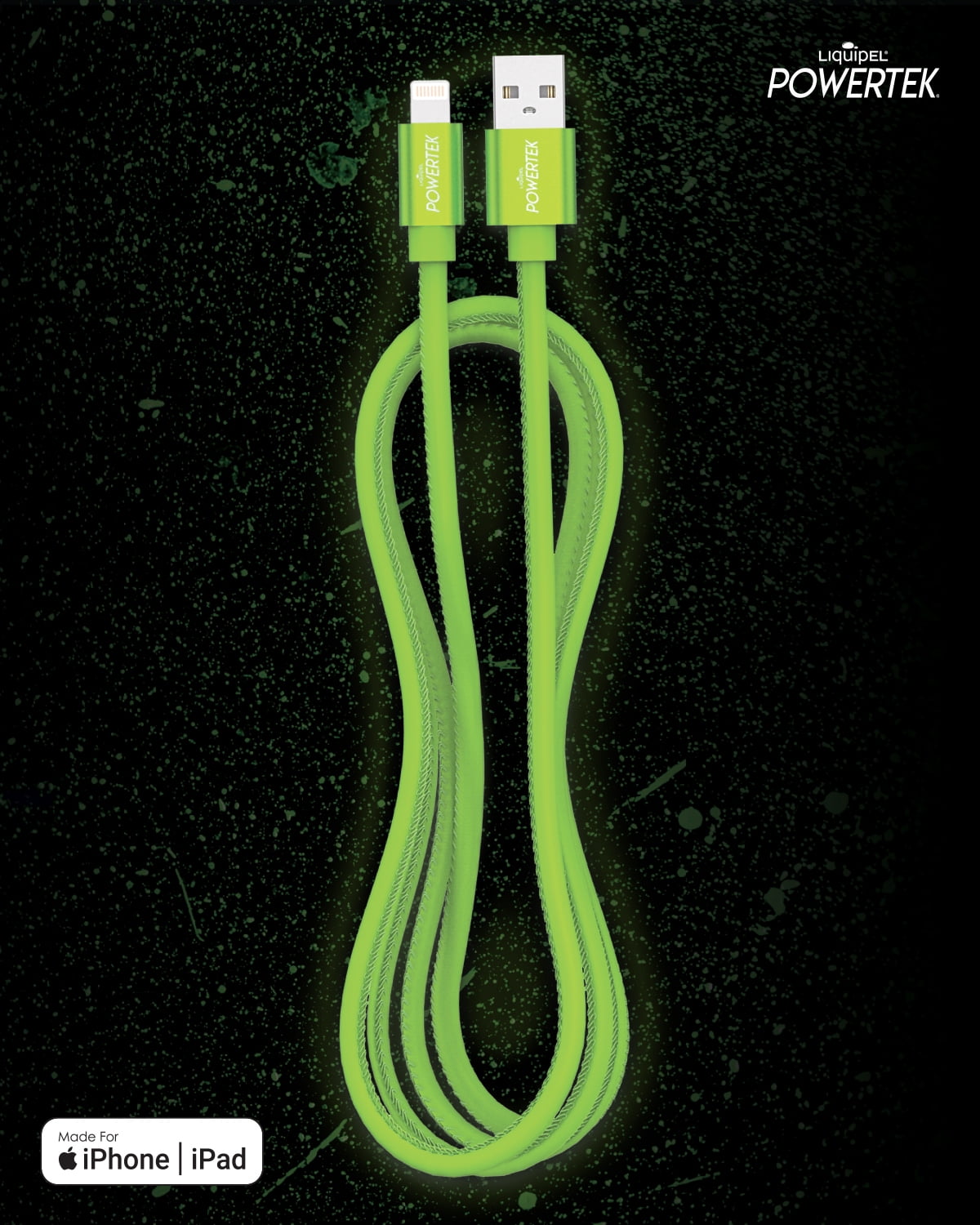 Liquipel Powertek Glow in Dark Cable lightning - Green