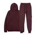 thumbnail image 5 of Men's 2PC Sweatsuit Long Sleeve Drawstring Pullover Hoodie Elastic Waist Cuffed Cargo Joggers with Pockets Outfit Set Wine S, 5 of 5