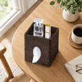 Square Tissue Box Cover Two-layer Brown Grape Pattern Leather Holder ...