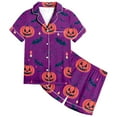 thumbnail image 4 of Utlike Girls Halloween Pajamas Set Hallomas Pyjamas Set Soft Printed Sleepwear Kids Short Sleeved Top And Pants Cute Casual Loungewear Lightweight Nightwear For Girl Size 4 Years-5 Years, 4 of 4