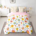 thumbnail image 2 of jejeloiu Kawaii Daisy 7-Piece Twin Bedding Sets,Cartoon Graffiti Flower Bedding Comforter Set,Multicolor Floral Sheet Sets For Girls Teens,Microfiber Bedroom Decor Reversible, 2 of 8