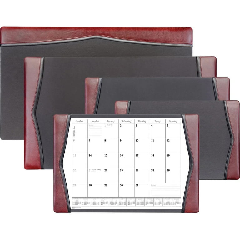 Burgundy Leather Desk Pad w/ Calendar, 25.5 x 17.25