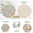 thumbnail image 4 of Yayeee 6 PCS Drink Coasters with Holder Set Woven Absorbent Round Tabletop Hot Pad, Small Pastel Pattern, 4 of 7
