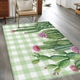 thumbnail image 3 of Summer Botanical Washable Area Rugs 3'x5', Tropical Saguaro Opuntia Cactus Green Plaid Low Pile Throw Living Room Rug Non-Slip Sturdy Edge Binding Carpet for Indoor Entryway Bedside Kitchen, 3 of 9