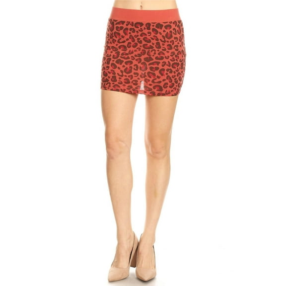 Women's Shiny Leopard Pattern Print Fitted Bodycon Short Bottom Mini Skirt