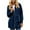 Navy, variant on hoksml Women's Mid-Length Fleece Hooded Jacket Solid Color Plush Full Zip Long Sleeve Pocket Front Open Coat
