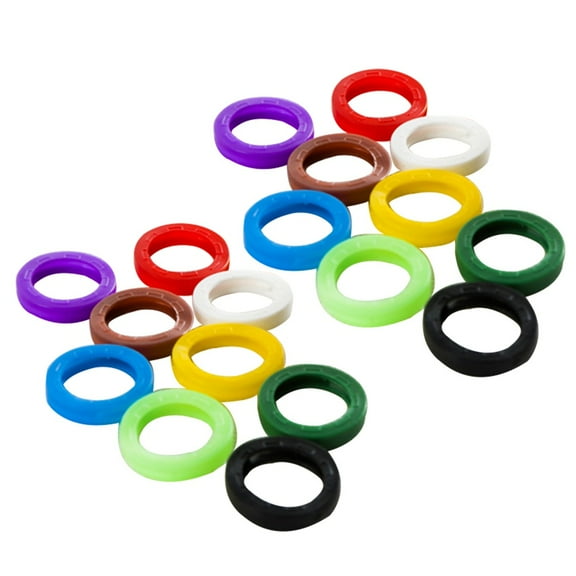 64 Pcs Key Identifiers Key Sleeve Rubber Key Caps Key Coding Rings Elastic Key Caps Key Color Covers