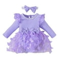 thumbnail image 1 of Gibobby Ropa Para Bebe Pelele de manga larga con lazo para niñas pequeñas(Morado, 3-6 Meses), 1 of 5