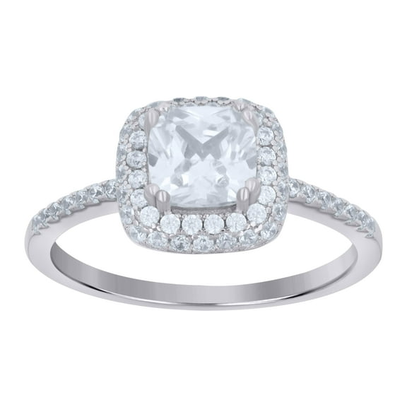 925 Sterling Silver Womens Cubic Zirconia Halo Ring Size 8
