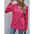 thumbnail image 4 of Gustave Women's V Neck Long Sleeve T-Shirts Fashion Cross Wrap Tops Solid Casual Loose Tunic Blouse Tee for Fall Winter "Red, M", 4 of 8