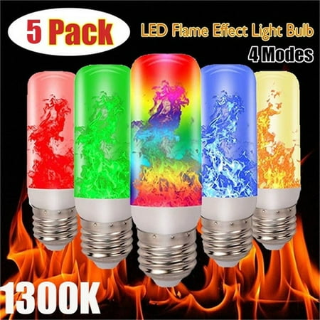 

Clearance!! 5 Pack 4 Modes E27 Led Flame Effect Bulb Creative Flickering Simulation Decorative Ambient Light (5 Colors) 5 Led Lights Clearance Sale!