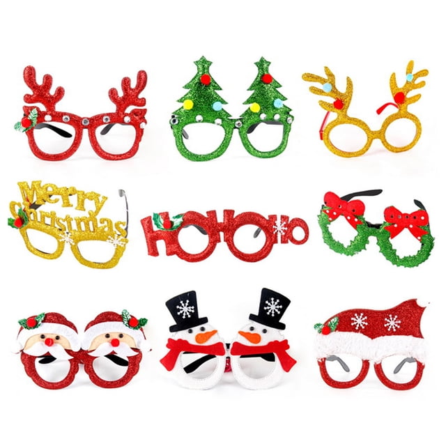 Cateissary Marco de gafas de alce de árbol de Navidad de Papá Noel, 12 unidades, gafas de Feliz Navidad, accesorio de foto, adornos navideños, regalo de Kits de decoración para fiestas No.01 Cateissary HA008260-01