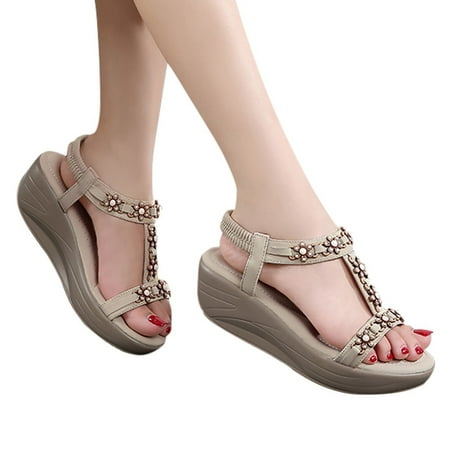 

Jungdeepe Bohemia Women Ladies Wedges Comfy Women Sandals Memory Foam Summer Comfortable Sandals for Women Sandals Women Shower Womens High Heeled Sandals Slippers Shoes Backyard Summer
