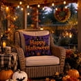 thumbnail image 2 of Sahpxhe Halloween Castle Pillow Covers,18x18in Spooky Bat Pattern Decorative Sofa Cushion Pillow Cases with Hidden Zipper for Halloween Decoration,Living Room Sofa Purple, 2 of 6