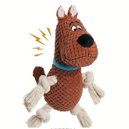 Cotton rope dog, interactive squeaky dog ​​toy with pull rope, large dog tug-of-war toy, plush puppy chew toy, suitable for small, medium and large dogs