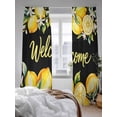 thumbnail image 3 of Sheer Curtains 84 Inches Long 2 Panels Set for Living Room, Yellow Lemons Semi Sheer Curtains for Windows, Summer Fruits Leaves Botanical Black Voile Window Treatments Rod Pocket Curtain, 3 of 7