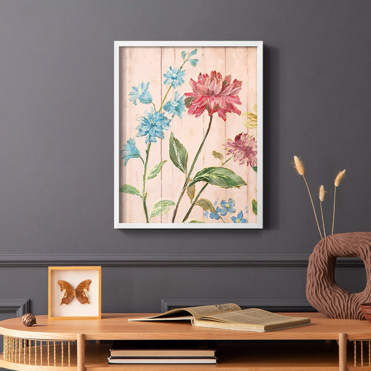 Wildflower Flutter I Framed Print - Solid Wood in Single Picture Frame Solid Wood 2 Framed Print