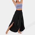thumbnail image 6 of Miluxas Pantalones De Mujer Cintura Alta Plus Size Clearance Women Fashion Irregular Solid Color High Waisted Vent Waist Retraction Appear Thin Pants Black 10(XL), 6 of 8