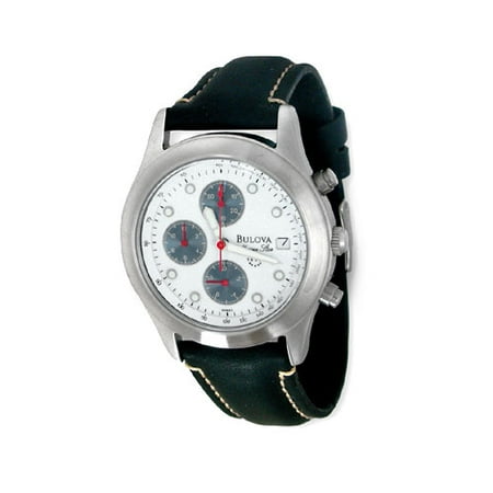 Bulova Marine Star Mens Black Leather Strap