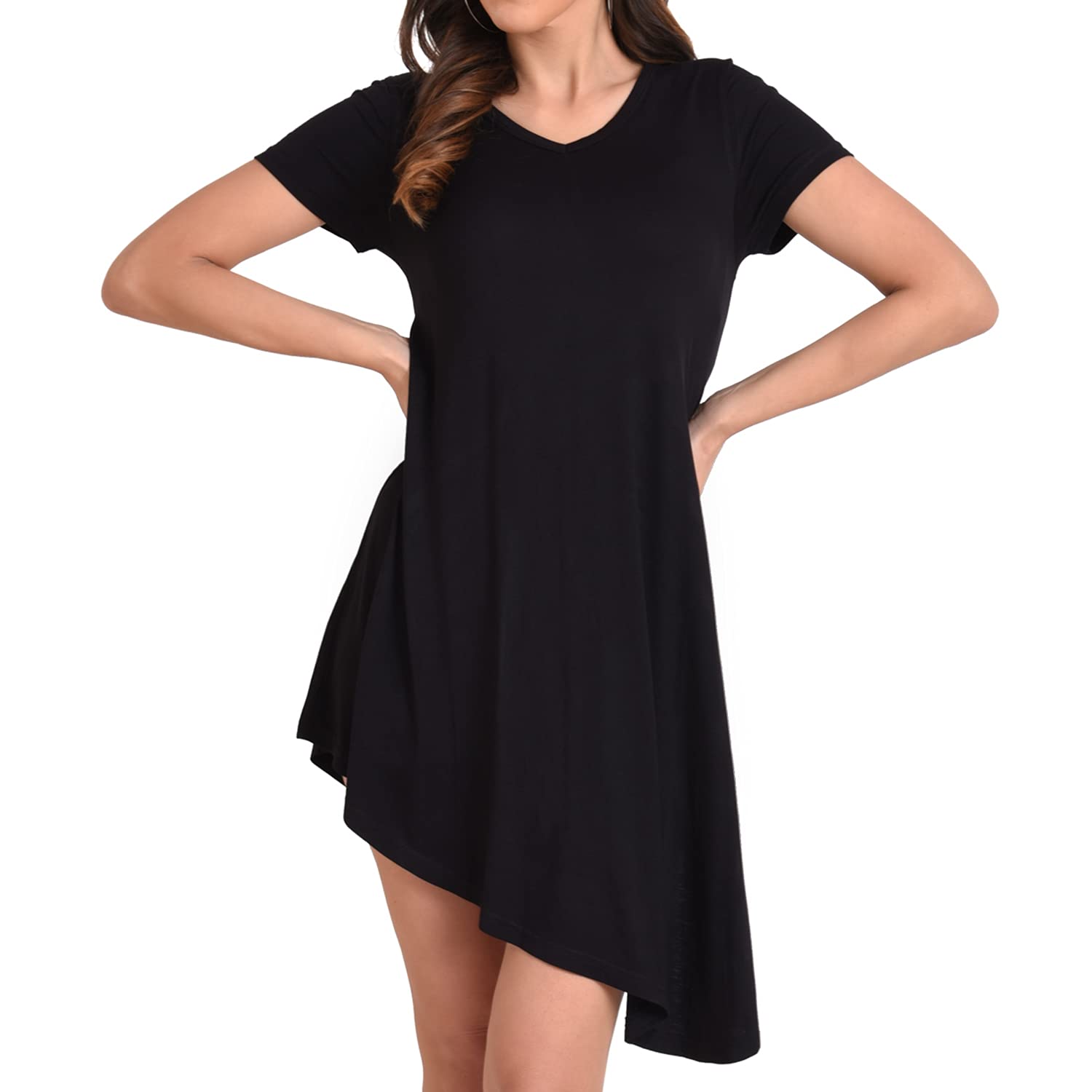 Miss Lavish London Abito T-Shirt Donna Manica Corta - Casuale Morbido Con Tasche - Rayon E Spandex - Taglie S A XXL - Colori Vari