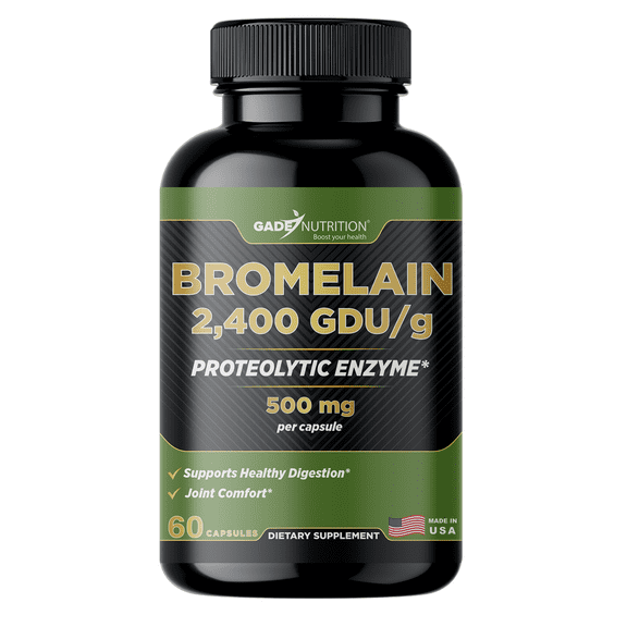 Gade Nutrition Bromelain Supplement in Capsules | Bromelain 500 mg 2,400 GDU/g | Made in USA