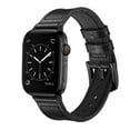 thumbnail image 2 of Compatible with Apple Watch Band 45mm 44mm 42mm, Sweatproof Genuine Leather and Rubber Hybrid Band Strap Compatible with iWatch Series 7 6 5 4 3 2 1 SE, 2 of 7