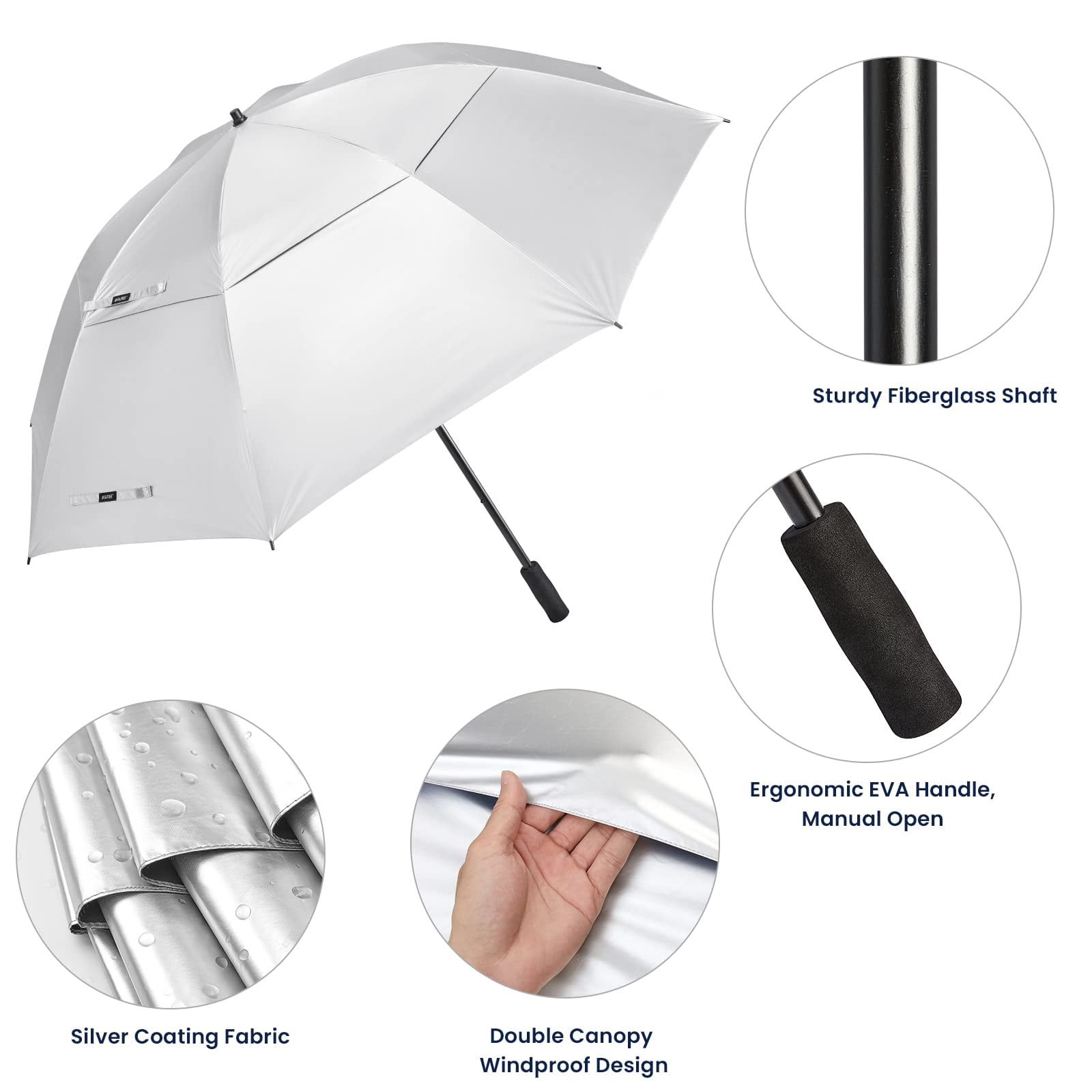 G4Free 80 Inch Huge Large Oversize Golf Umbrella Double Canopy Vented Windproof Stick Umbrellas, 6.6 Ft Heavy Duty for Outdoor Doorman Family