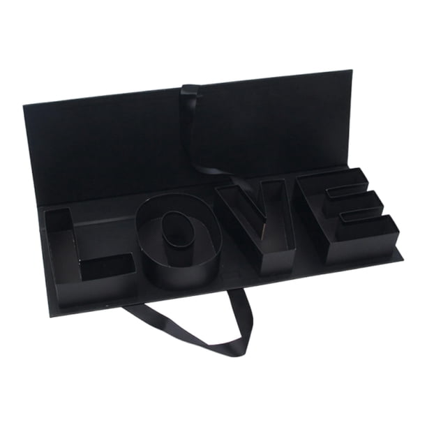 Caja de regalo vacía para flores, versátil estuche de regalo con forma de carta rellenable. negro