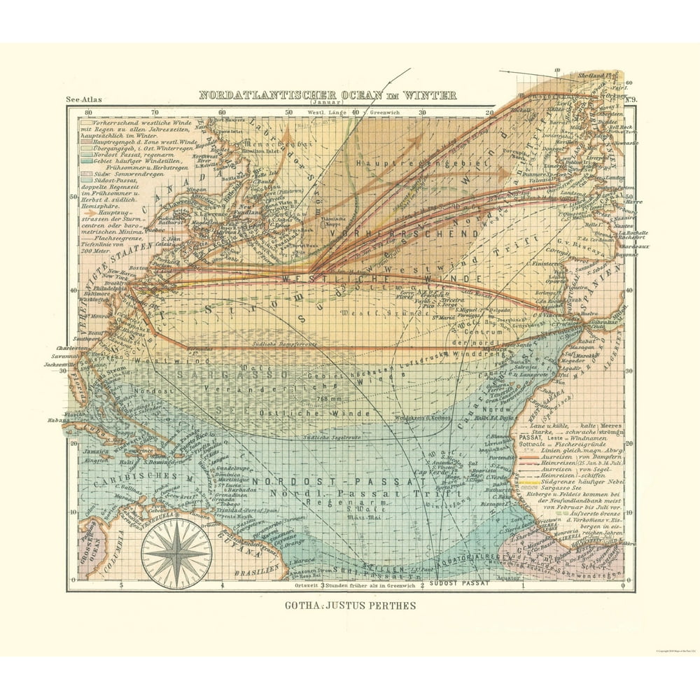 North Atlantic Ocean in Winter - Perthes 1914 - 26.20 x 23 - Walmart.com - Walmart.com