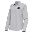 thumbnail image 2 of Women's Antigua Gray Philadelphia Flyers Porter Woven Tri-Blend Long Sleeve Button-Up Shirt, 2 of 3