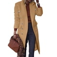 thumbnail image 2 of outfmvch jackets for women wool thin coat trench jacket ladies slim long overcoat outwear womens tops cardigan for women khaki, 2 of 8