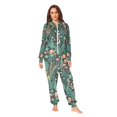 thumbnail image 2 of FORMRS Onesies Pajama for Adults Unisex Hoodie Winter Jumpsuit One Piece Sleepwear, Sizes S-2XL, Green Vibrant Forest Pattern, 2 of 7