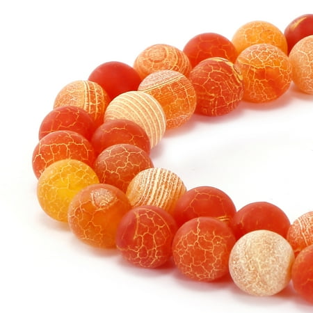 Natural 4mm Amethyst Round Bead - BRCbeads Natural Orange Frosted Agate Gemstone Matte Round 4mm Beads for Jewelry Making