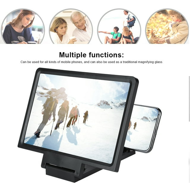 Lupa de Pantalla de Teléfono Móvil, Altavoz de Pantalla Ampliada HD, Películas Móviles 3d, Lupa de Lectura, Para Personas de Mediana Edad y Mayores