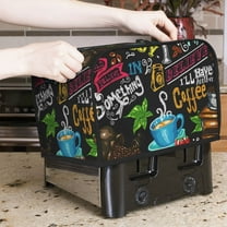 1pc, Toaster Cover, Novelty Coffee Theme Toaster Cover Washable Dustproof Brown Kitchen Small Appliance Cover with Top Hook, Fits Standard 2 Slice Toaster