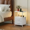 thumbnail image 5 of Eunos 2 Drawer White Small Nightstand with Charging Station, LED and Open Shelf for Bedroom, 5 of 9
