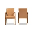 thumbnail image 3 of Baxton Studio Andrea Mid-Century Modern Tan Faux Leather Upholstered and Walnut Brown Finished Wood 2-Piece Armchair Set, 3 of 6