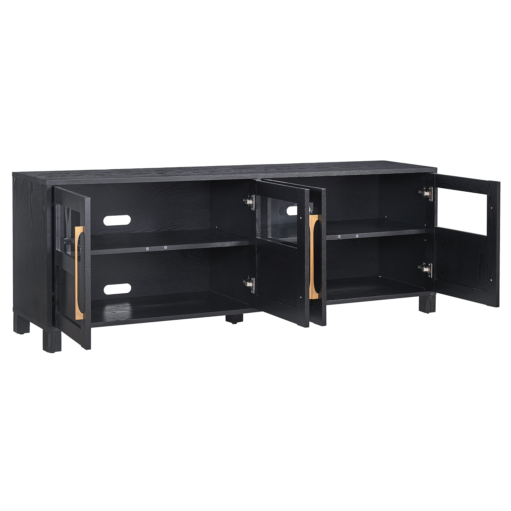 Evelyn&Zoe Holbrook Rectangular TV Stand for TV's up to 75", Black Grain