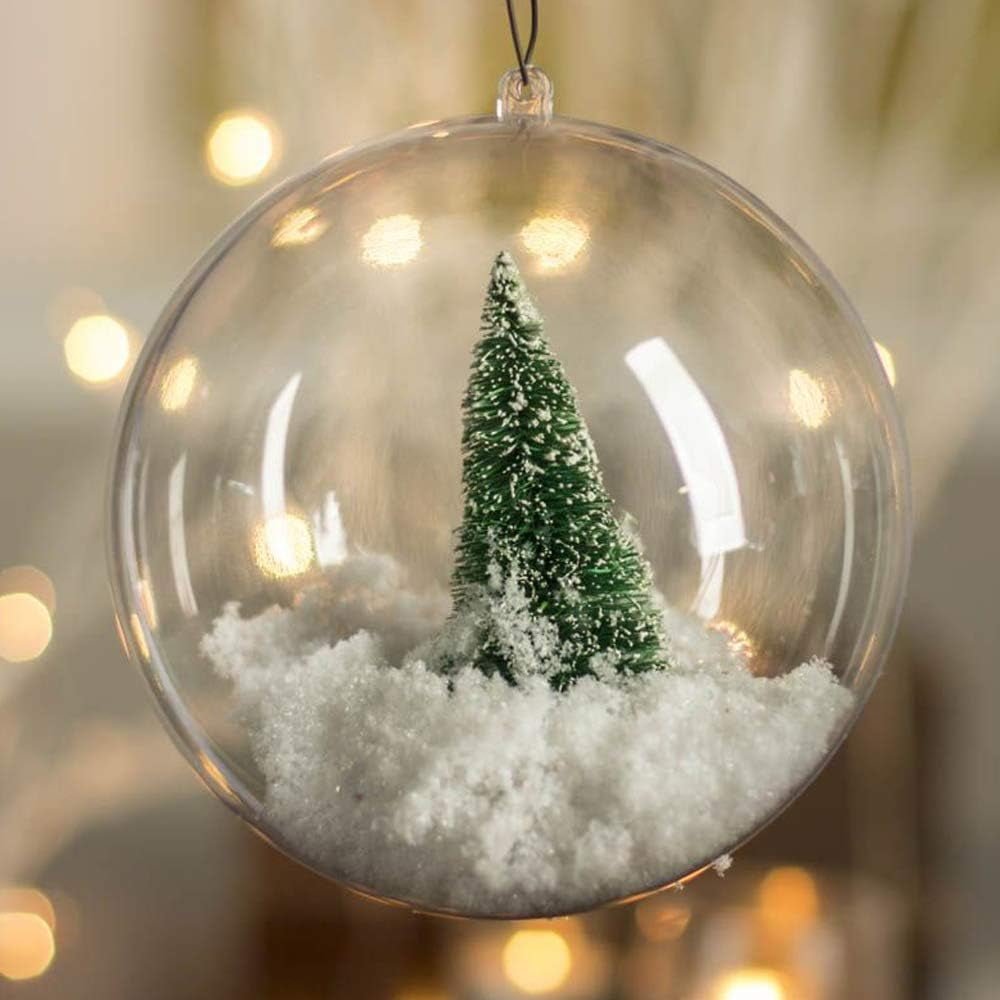 TETOU 20Pcs Christmas Ornaments Balls, 80mm Clear Plastic Fillable Ornament for Crafts, Clear Acrylic DIY Ornaments for Christmas Tree Holiday Wedding Party Home Hanging Decor