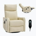 thumbnail image 5 of CQSXDA Brown Heat Massage Manual Recliner Chair With Rocker And Swivel In Faux Leather For Living Room Comfort And Relaxation,Beige, 5 of 18