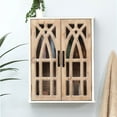 thumbnail image 2 of LuxenHome Farmhouse White and Natural MDF Wood Cathedral-Style 2-Door Wall Cabinet, 2 of 10