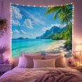 thumbnail image 2 of Tropical Coastal Landscape with Palm Trees on Sandy Shore, Serene Coastal for Beach Lovers, Nature Wall Art Decor Housewarming Gift Tapestry Wall Hanging for Living Room and Bedroom, 2 of 7