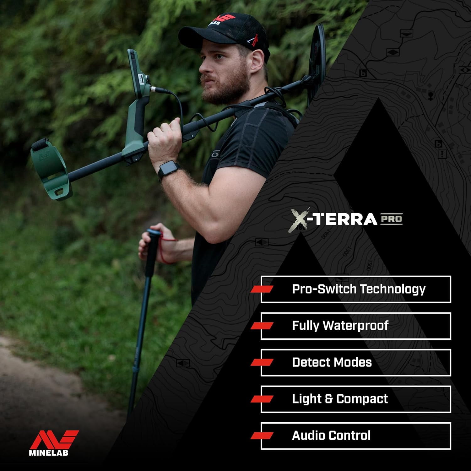 MINELAB X-Terra PRO Treasure Metal Detector w/ Pouch/Gloves/Camo Hat Bundle