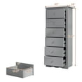thumbnail image 3 of Gymax 6 Drawer Chest Dresser Clothes Storage Bedroom Tall Furniture Cabinet Grey, 3 of 9
