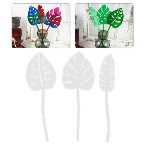 WASHWEPE 3Pcs Clear Texture Leaf Molds Silicone Moulds Leaves for DIY Projects for Artists
