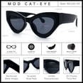 thumbnail image 5 of SA106 Womens Mod Chunky Thick Plastic Vintage Cat Eye Sunglasses - All Black, 5 of 7