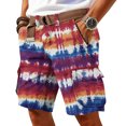 thumbnail image 2 of Men's Tie Dye Cargo Shorts With Multi-Pockets And Woven Belt Featuring Vintage Washed Effect For Summer Beach Hiking Streetwear Fashion Multicolor XL, 2 of 5