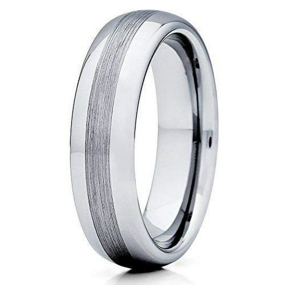 Silly Kings 6mm Silver Tungsten Wedding Band Tungsten Carbide Ring Men & Women Tungsten Wedding Ring